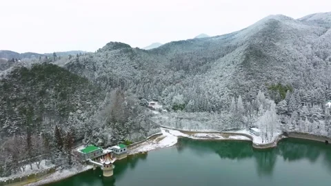 Winter snow scene of Mountain Lu 5A National Park Scenic Area Stock Footage 228845594