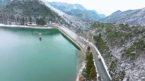 Winter snow scene of Mountain Lu 5A National Park Scenic Area Stock Footage 228845617
