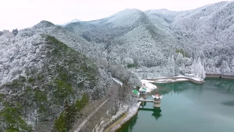 Winter snow scene of Mountain Lu 5A National Park Scenic Area Stock Footage 228845797