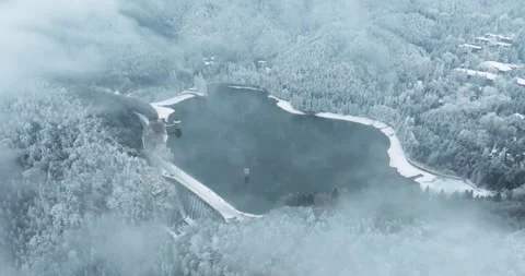 Winter snow scene in Mountain Lu National Park Scenic Area Stock Footage 260107531