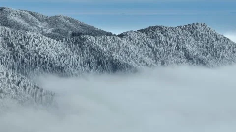 Winter snow scene in Mountain Lu National Park Scenic Area Stock Footage 260107768