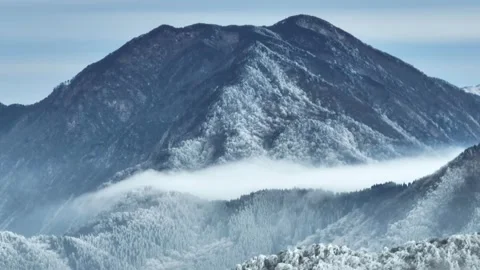 Winter snow scene in Mountain Lu National Park Scenic Area Stock Footage 260107807