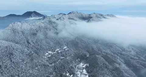 Winter snow scene in Mountain Lu National Park Scenic Area Stock Footage 260107814
