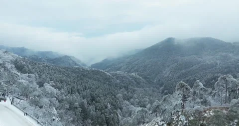 Winter snow scene in Mountain Lu National Park Scenic Area Stock Footage 260107916