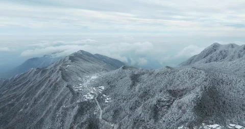 Winter snow scene in Mountain Lu National Park Scenic Area Stock Footage 260108017