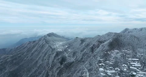 Winter snow scene in Mountain Lu National Park Scenic Area Stock Footage 260108083