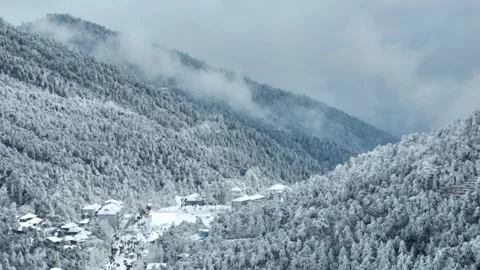Winter snow scene in Mountain Lu National Park Scenic Area Stock Footage 260108140