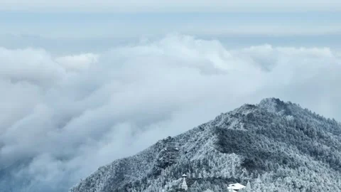 Winter snow scene in Mountain Lu National Park Scenic Area Stock Footage 260108142