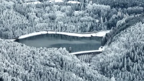 Winter snow scene in Mountain Lu National Park Scenic Area Video stock 260108361