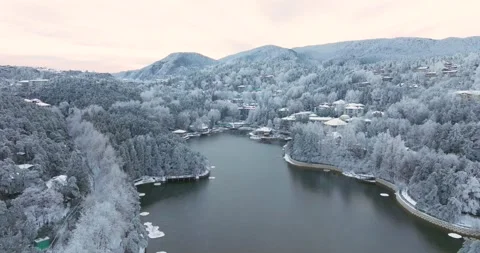 Winter snow scene in Mountain Lu National Park Scenic Area Video stock 260108443
