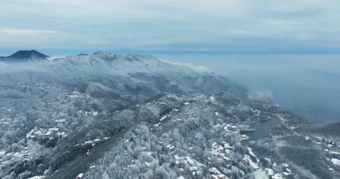 Winter snow scene in Mountain Lu National Park Scenic Area Video stock 260108503