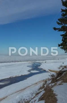 Winter snow sea coast Baltic Sea Latvia Saulkrasti Stock Photos