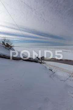 Winter snow sea coast Baltic Sea Latvia Saulkrasti Stock Photos