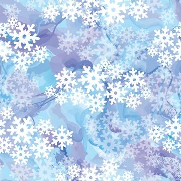 Winter snow seamless pattern. Bright winter season holiday style. Stock Illustration