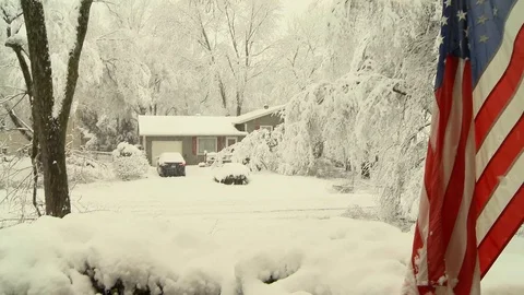Winter snow storm flag Stock Footage 101140480