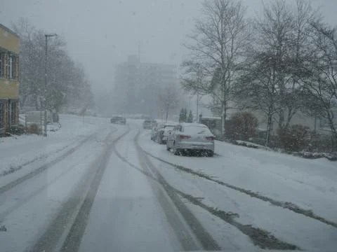 Winter snow traffic Stock Photos