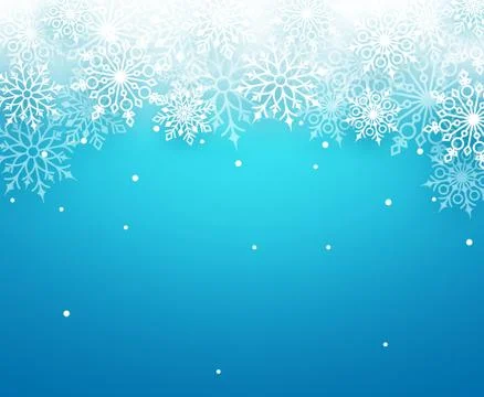 Winter snow vector background with white snowflakes Stock Illustration