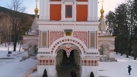 Winter snow view of Memorial Temple of the Birth of Christ 4k Видео 103547653