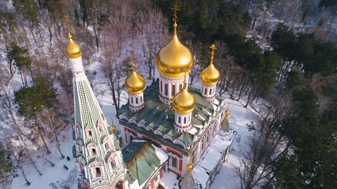 Winter snow view of Memorial Temple of the Birth of Christ 4k Stock-Footage 103547708