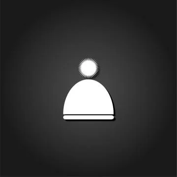 Winter snowboard cap icon flat. Stock Illustration