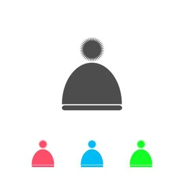 Winter snowboard cap icon flat. Stock Illustration