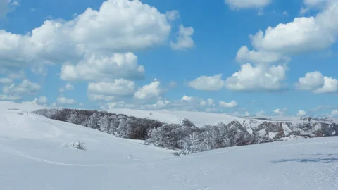 Winter snowbound plain panorama time lapse scene Stock Footage 169244482