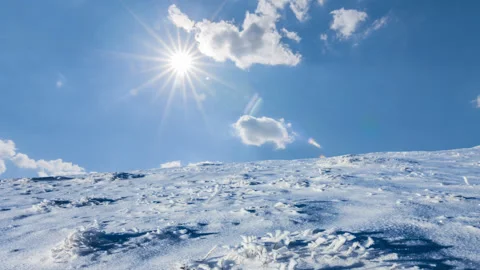 Winter snowbound plain under a sparkle sun Stock-Footage 335786643