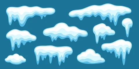 Winter snowcap and ice drip for chill Christmas or freeze scenes with blue cold Stock Illustration