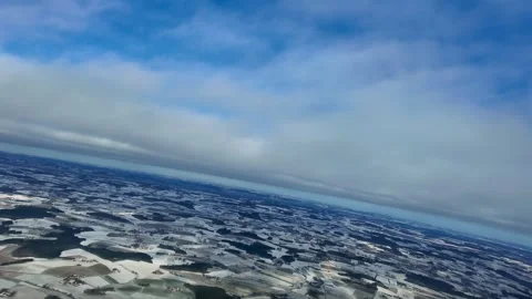 Winter Snowed Landscape Flying Under Low Cloud Layer During the Approach to Video stock 327341432