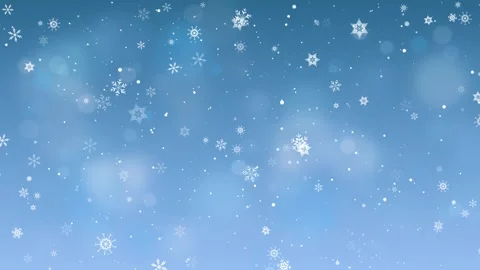 Winter snowfall and bokeh on blue background, new year christmas 4k animation Stock Footage 259194827