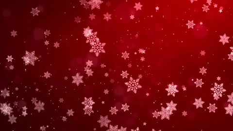 Winter Snowfall and snowflakes Red background. Cold winter Holiday Christmas Stock Footage 140769279