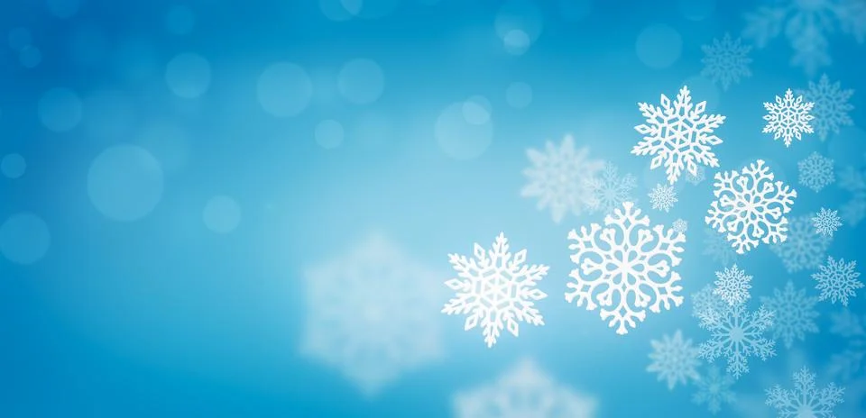 Winter snowfall on a blue background. Cold winter. Stock Illustration