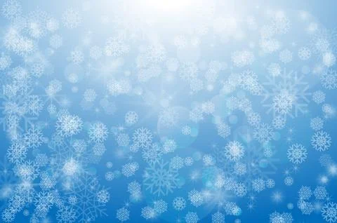 Winter snowfall on a blue background. Cold winter.  Stock Photos
