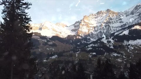 Winter Snowfall on Coastal Mountain View Seascape Nature Animation Stock Footage 330278979