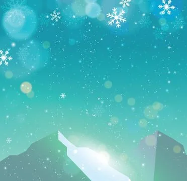 Winter snowfall drop mountain on blue backgrund Stock Illustration