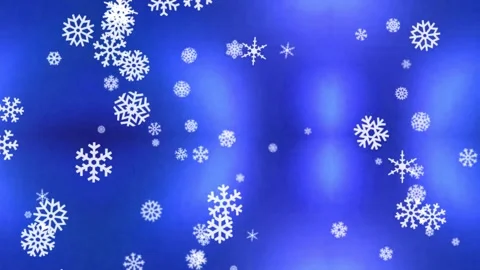 Winter snowfall flakes gently dancing on blue background with shine light Stock Footage 327572190