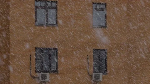 Winter Snowfall High-Rise Building Stock Footage