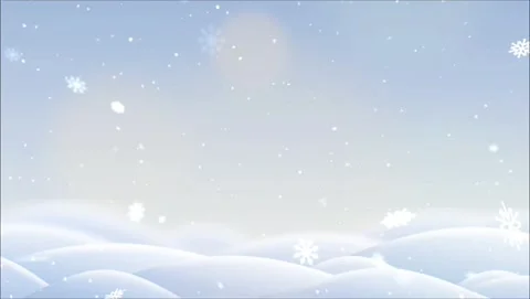 Winter snowfall over soft snowy hills and gentle blue sky background Vídeo Stock 343641435