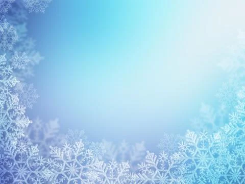 Winter snowflake background with blue snow, Christmas and New Year greeting.. Stock Illustration