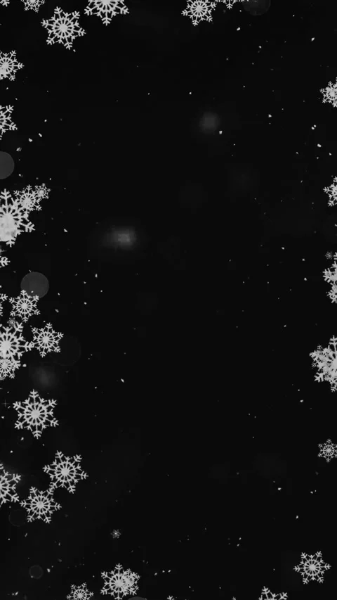 Winter Snowflake Border Overlay on Black Background, Vertical Falling Snow Frame 库存影片 333641838