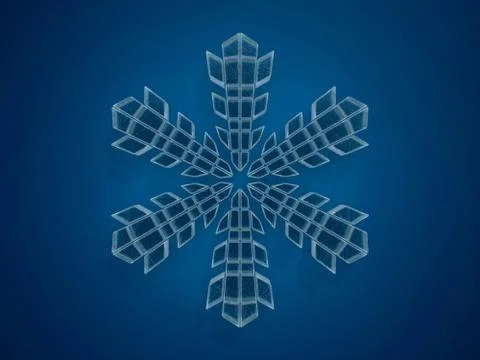 Winter snowflake on color background. 3D Illustrazione stock