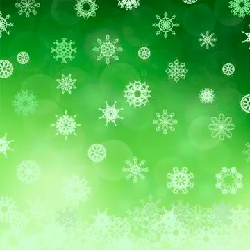 Winter Snowflake Green Pattern Stock Illustration
