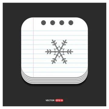 Winter snowflake icon Gray icon on Notepad Style template Vector EPS 10 Free  イラスト素材