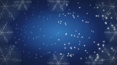 Winter snowflake patterns with falling snow on blue gradient surface for Ch.. Stockbeeldmateriaal 348115571