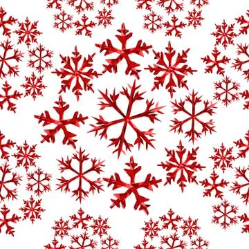 Winter snowflake red low poly seamless pattern Stock Illustration