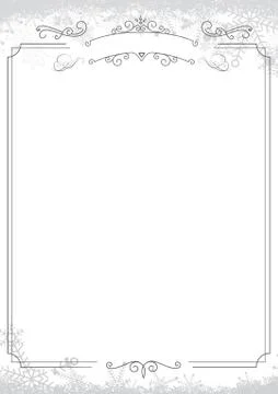 Winter snowflake retro border and white textured background Stock Illustration
