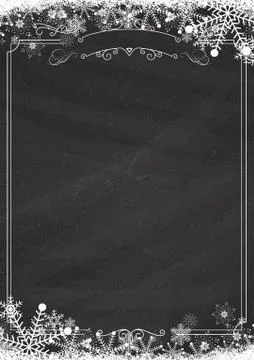 Winter snowflake retro border and blackboard textured background Stock Illustration