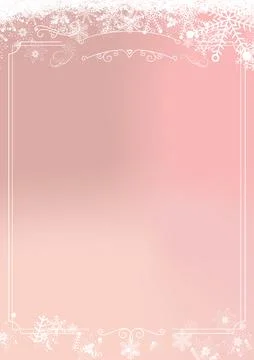 Winter snowflake retro border and Christmas gradient pink background backgrou Illustrazione stock