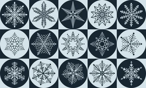 Winter snowflake vector illustration in modern minimalist geometric style Stock Illustration
