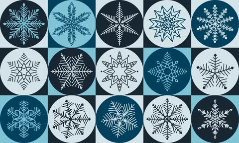 Winter snowflake vector illustration in modern minimalist geometric style Stock Illustration